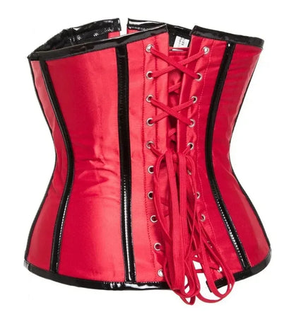 Gothic Steampunk Underbust Corset Top Black Red Spiral Steel Boned Waist Trainer Bustier with Zip Buckles Sliming Corselet