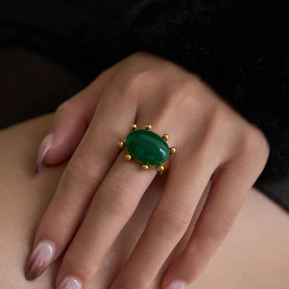 Gothic Green Red Zircon Claw Rings for Women 18k Gold Plated Hypoallergenic Stainless Steel Tarnish Free Jewelry Anillos Mujer