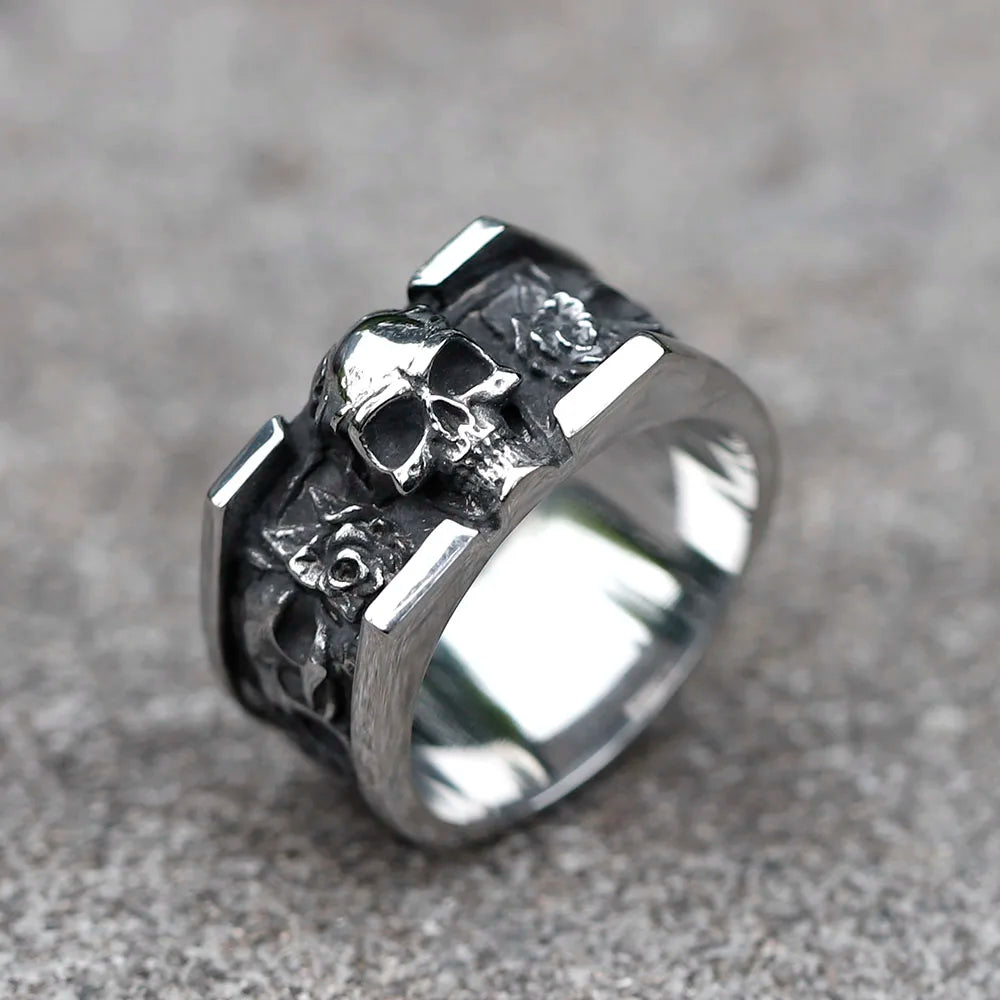NEW Men's 316L stainless steel rings Vintage SKULL RING for teens punk fashion Jewelry Gift free shipping