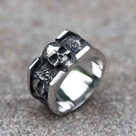 NEW Men's 316L stainless steel rings Vintage SKULL RING for teens punk fashion Jewelry Gift free shipping