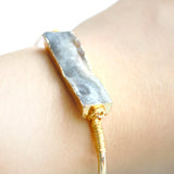 Wire Wrapped Sun Agate Galaxy Adjustable Cuff Bangle Bracelets Chakra Crystal Handmade Jewelry