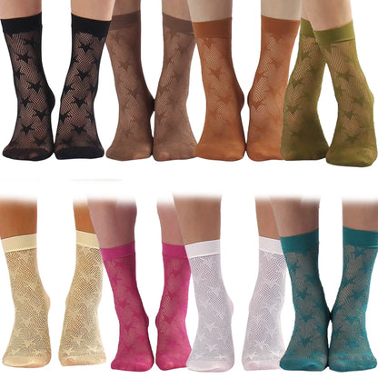 Women Retro Gothic Summer Lace Top Floral Fishnet Ankle Socks Lady Black Nylon Short Lace Stockings 23 Models Shoe Size 5-10