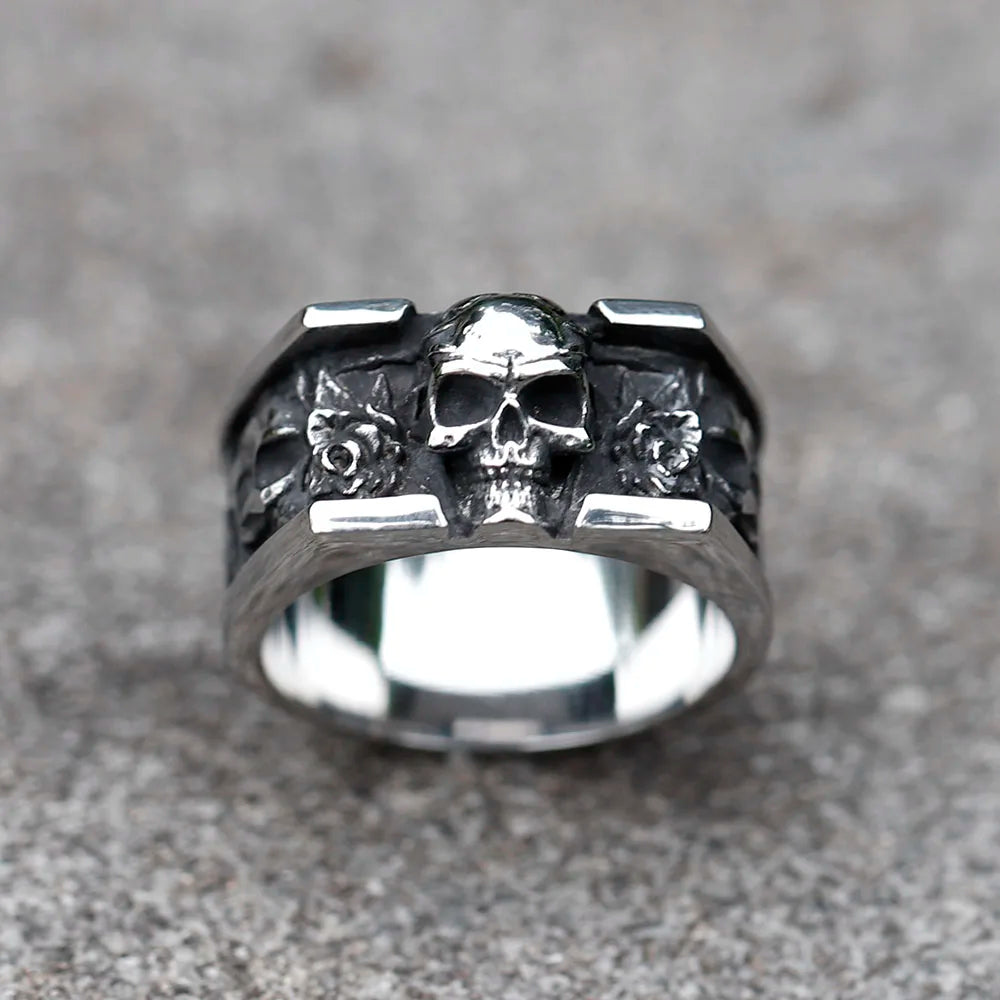 NEW Men's 316L stainless steel rings Vintage SKULL RING for teens punk fashion Jewelry Gift free shipping