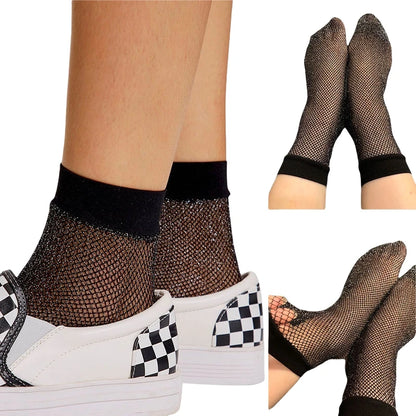 Women Retro Gothic Summer Lace Top Floral Fishnet Ankle Socks Lady Black Nylon Short Lace Stockings 23 Models Shoe Size 5-10