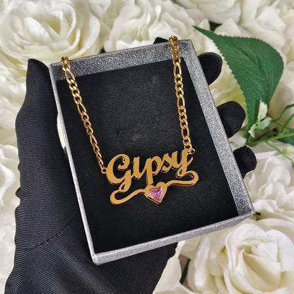 DHQH New Wholesale Customized Name Birthday Stone Set Personalized 3D Necklace Earrings Birthday Gift Manufacturer Direct Sales