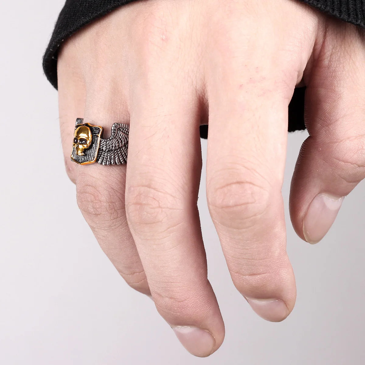 Stainless Steel Men Rings Skull Wing Motorcycle Punk Rock Gothic for Biker Male Boyfriend Jewelry Creativity Gift Wholesale