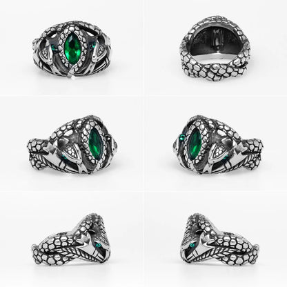 Devil's Eye Gemstone Snake Animal Stainless Steel Mens Womens Rings Punk Trendy For Male Biker Jewelry Creativity Gift Wholesale