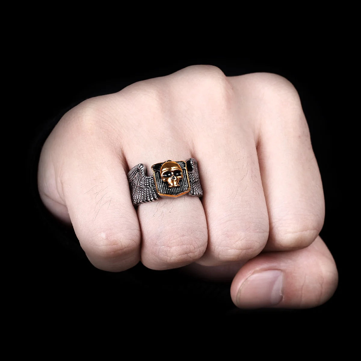 Stainless Steel Men Rings Skull Wing Motorcycle Punk Rock Gothic for Biker Male Boyfriend Jewelry Creativity Gift Wholesale
