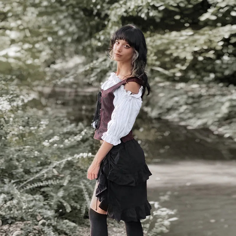 Goth Pure Color Fashion Irregula Hem A-line Skirts Mall Gothic Drawstring Pleated Mini Skirt Women Punk Streetwear Bottoms