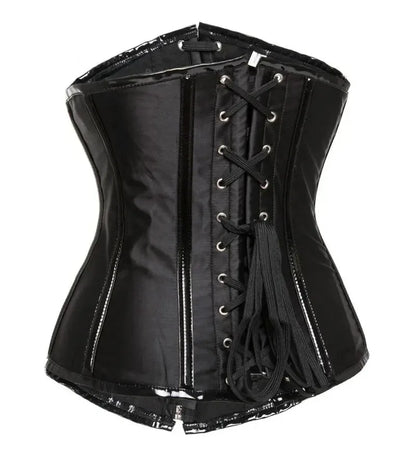 Gothic Steampunk Underbust Corset Top Black Red Spiral Steel Boned Waist Trainer Bustier with Zip Buckles Sliming Corselet