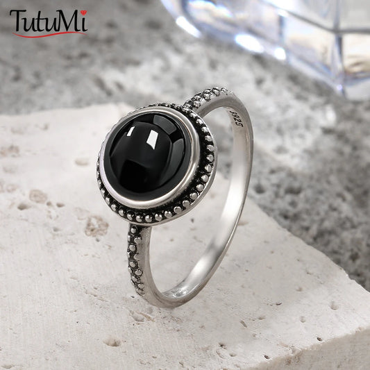 Vintage 925 Sterling Silver Black Onyx Ring