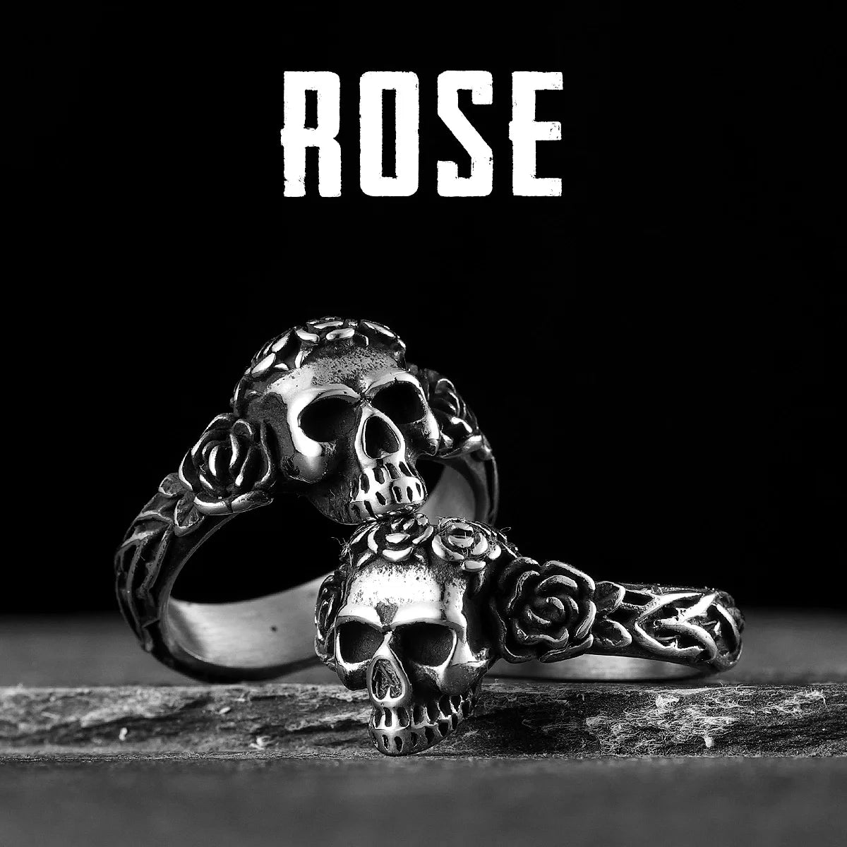 Rose Skull Men Ring