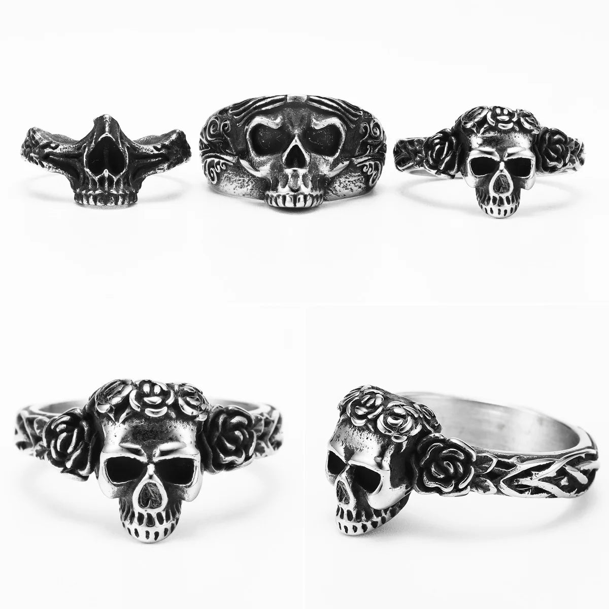 Rose Skull Men Ring