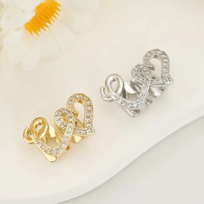 1Pcs European and American Double Love Copper Micro Inlaid Zircon Hip Hop Braces Personalized Trendy Teeth Decor