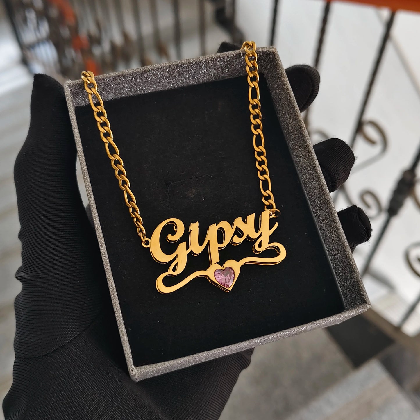 DHQH New Wholesale Customized Name Birthday Stone Set Personalized 3D Necklace Earrings Birthday Gift Manufacturer Direct Sales