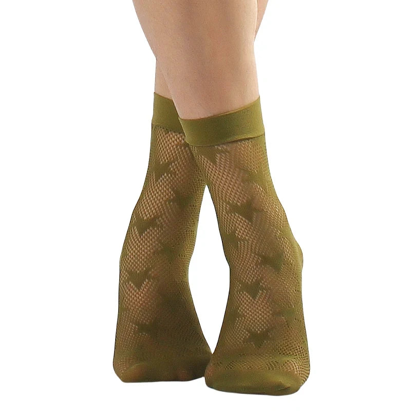 Women Retro Gothic Summer Lace Top Floral Fishnet Ankle Socks Lady Black Nylon Short Lace Stockings 23 Models Shoe Size 5-10