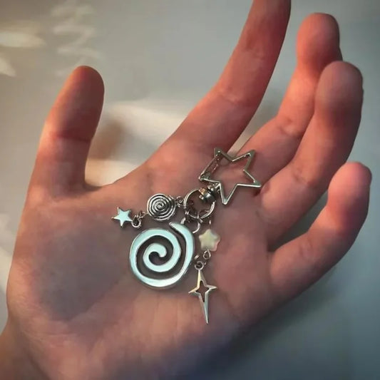 Spiral Star Metal Keychain