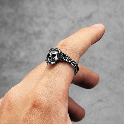 Rose Skull Men Ring