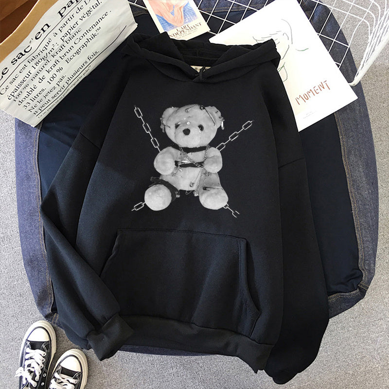 Men’s Gothic Bear Hoodie – Streetwear Hoodie with Chains Graphic