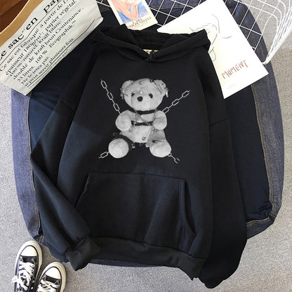 Men’s Gothic Bear Hoodie – Streetwear Hoodie with Chains Graphic
