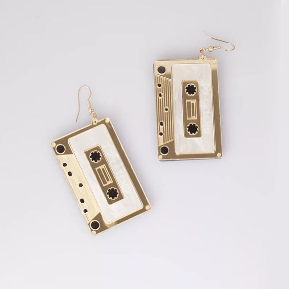 resin art cassette earrings