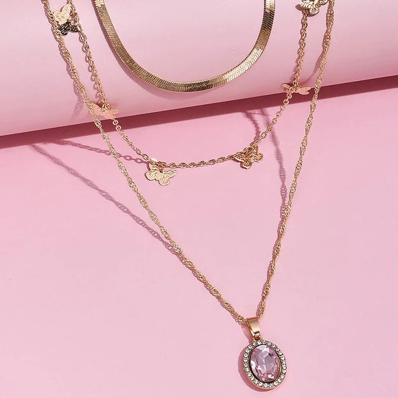 Pink Diamond Necklace Set