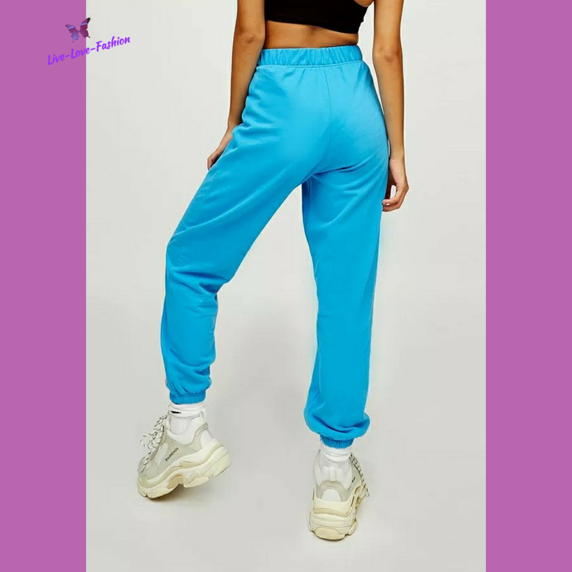 Blue and pink outlet flame sweatpants