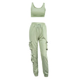 Solid Athleisure Casual Sporty Tracksuit Sets For Women Tank Top And Jogger Pants Suit Summer Two Piece Outfit Fashion 2022 Set