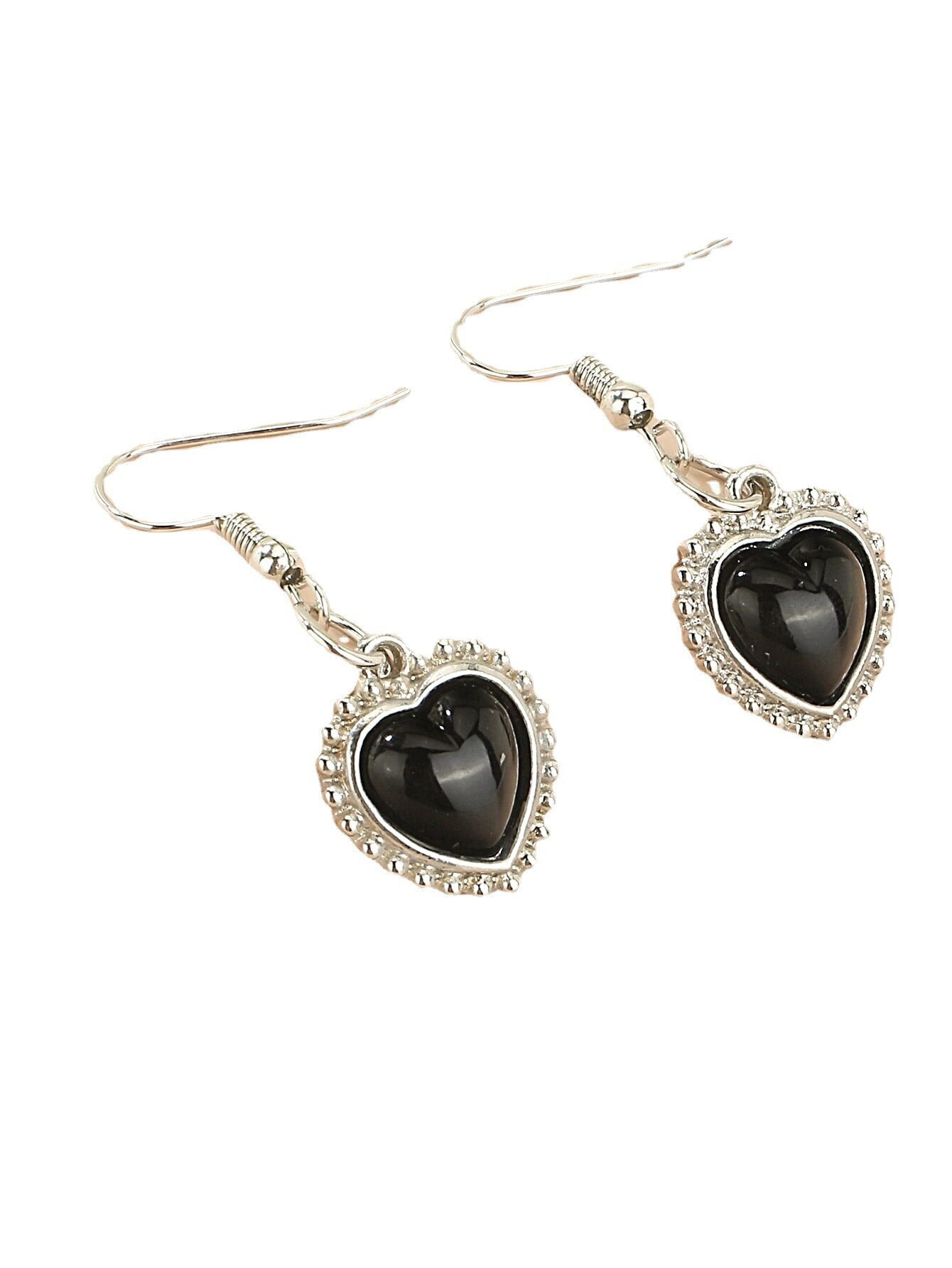 Black Vintage Heart Earrings
