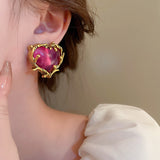 Vintage Purple Heart Earrings