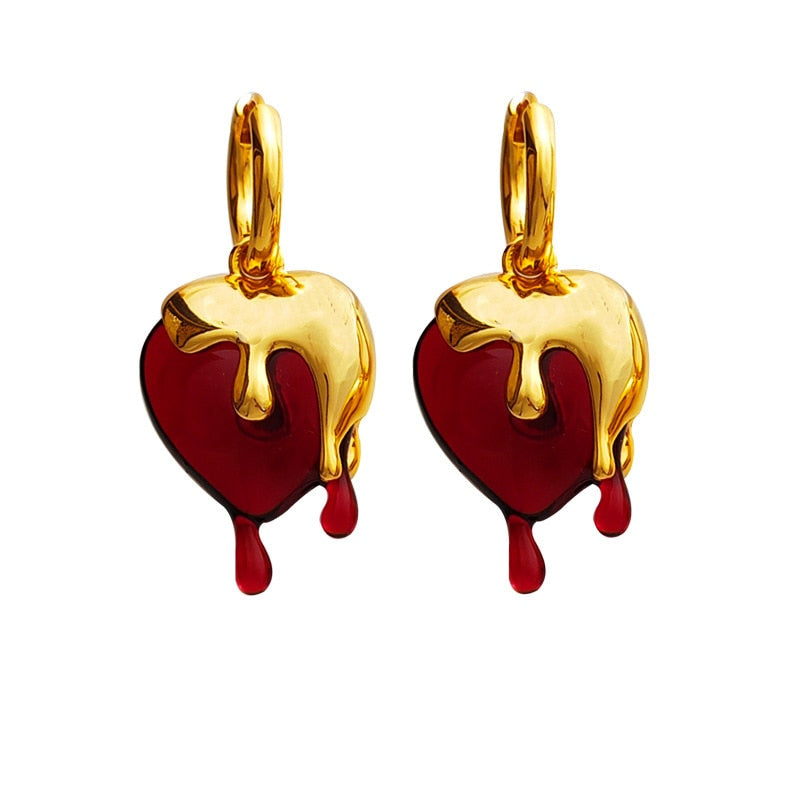 Goldene Herz-Tropfen-Ohrringe