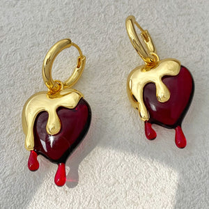 Gold Heart Drip Earrings