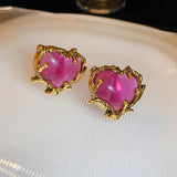 Vintage Purple Heart Earrings