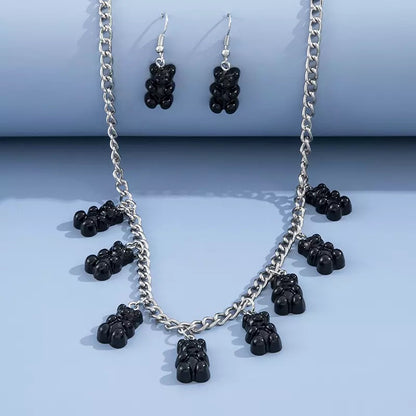Schwarze Gummibärchen Halsketten-Set