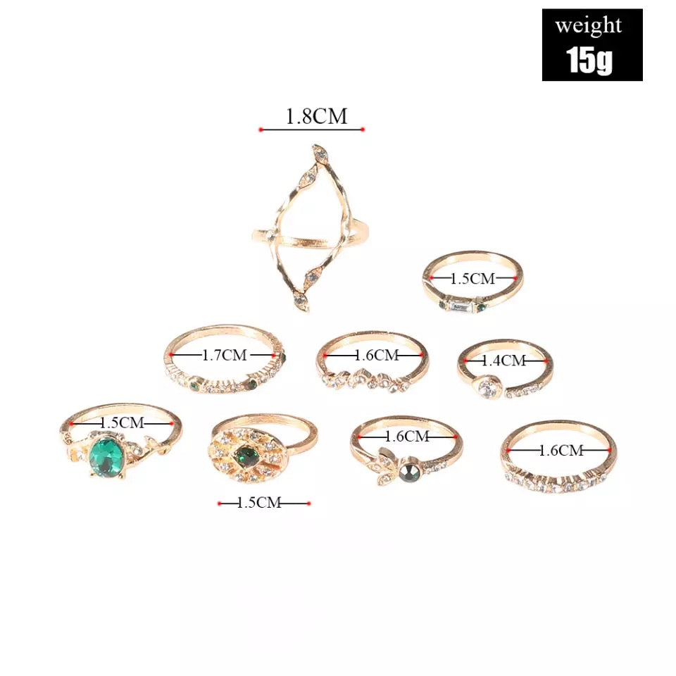 Green Emerald ring set