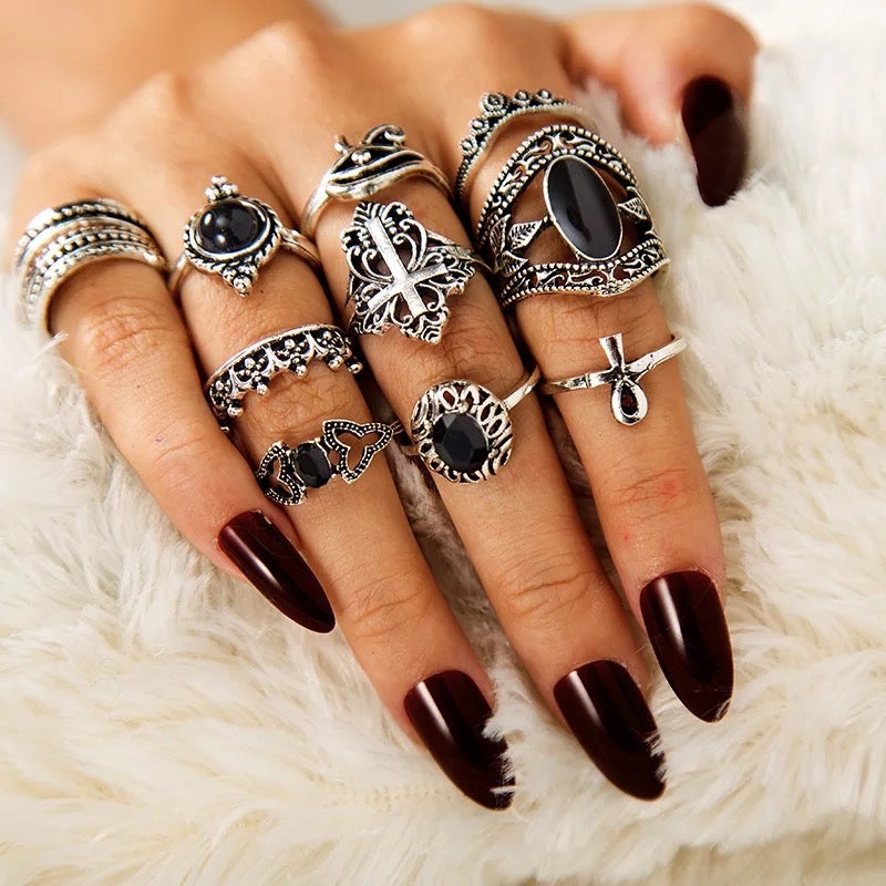 Black Stones Ring set