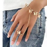 Gold Butterfly Bracelet Ring