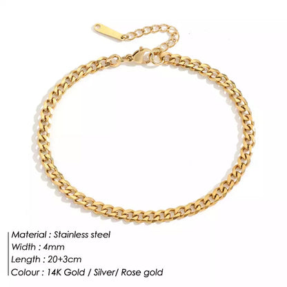 4mm Cuban Chain Anklet