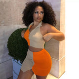 “Orange Split” skirt set