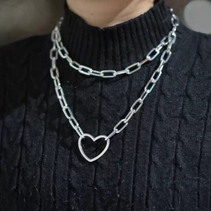 Double Chain Heart Necklace