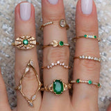 Green Emerald ring set