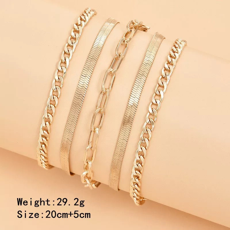 5pc Snake Anklet Set