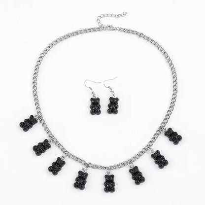 Schwarze Gummibärchen Halsketten-Set