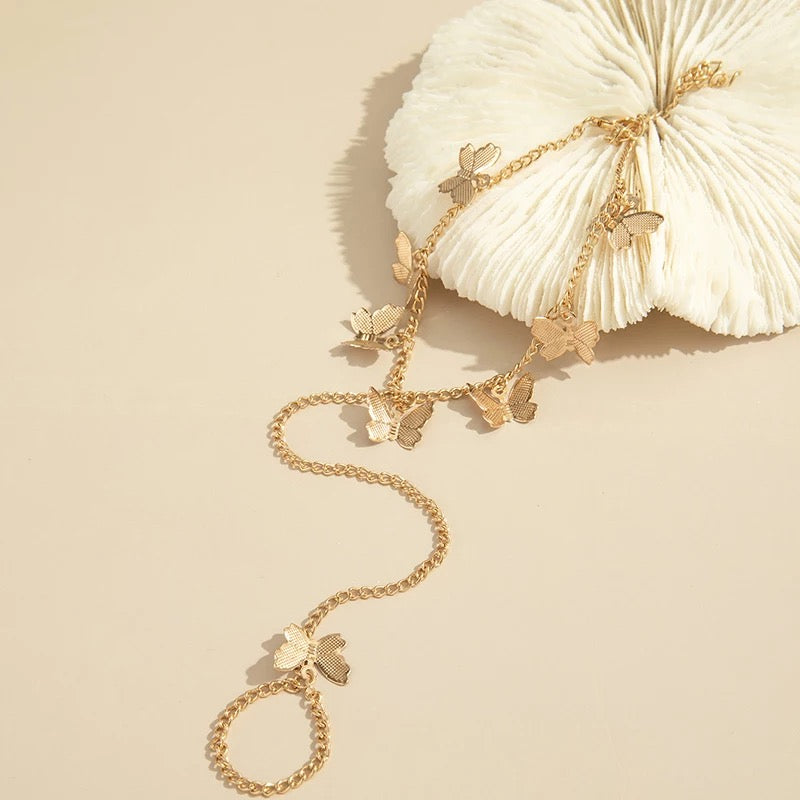 Gold Butterfly Bracelet Ring