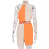 “Orange Split” skirt set