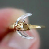 Crescent Moon Crystal Ring