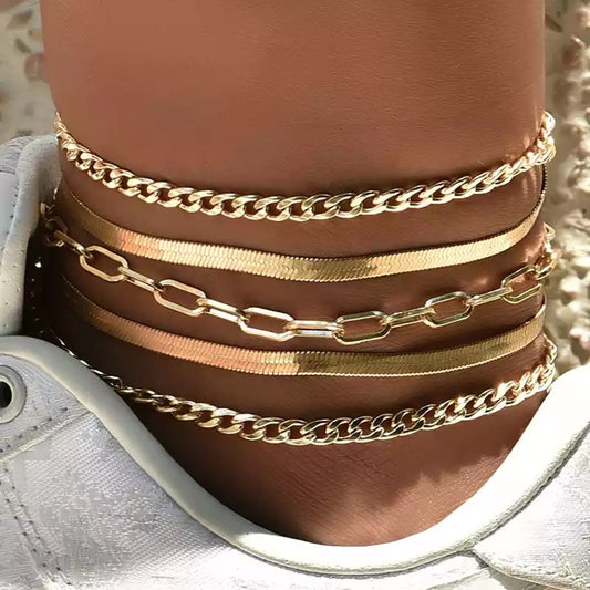 5pc Snake Anklet Set