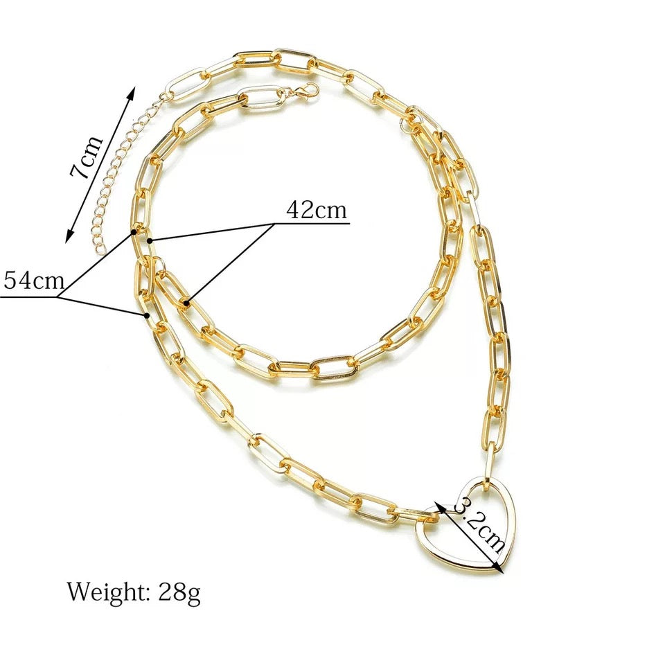 Double Chain Heart Necklace