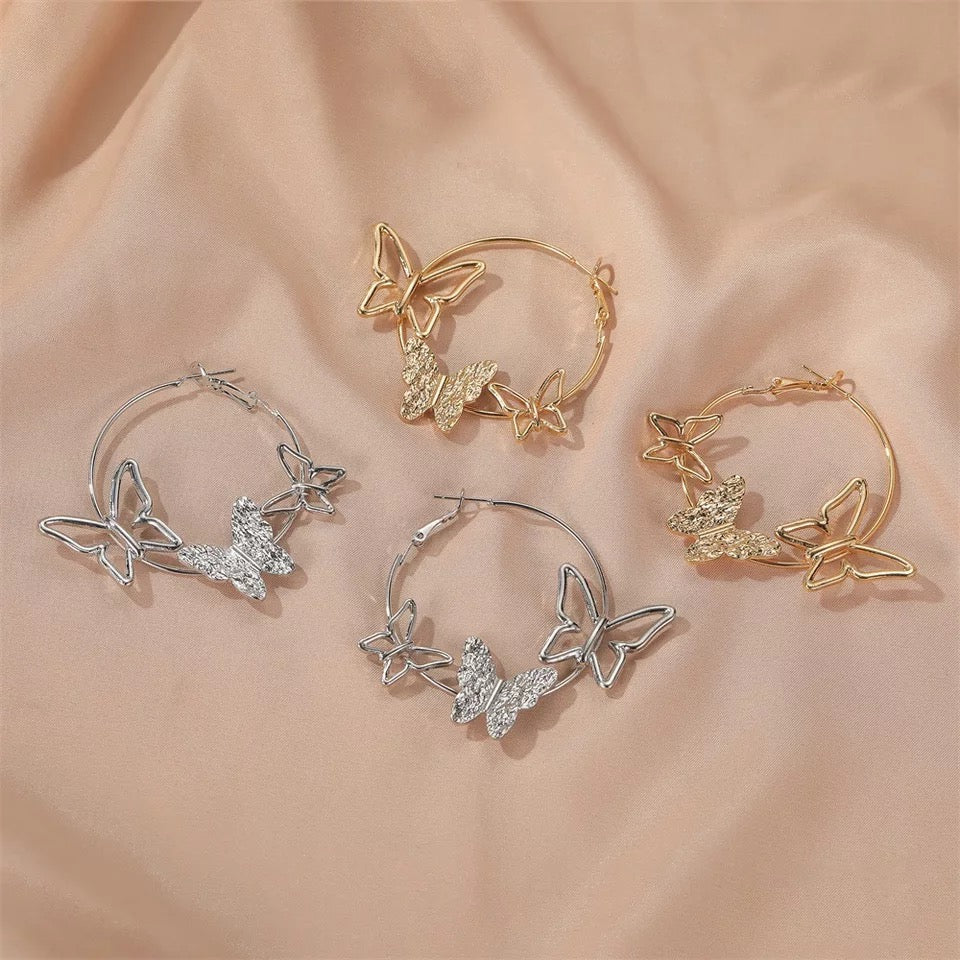 Butterfly Hoops Earrings