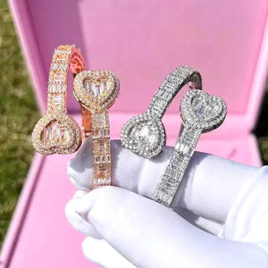 Iced Out Heart Bangle